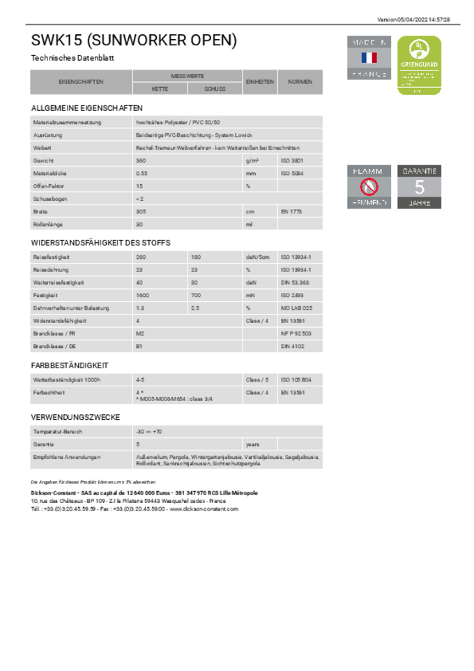 Technisches Datenblatt