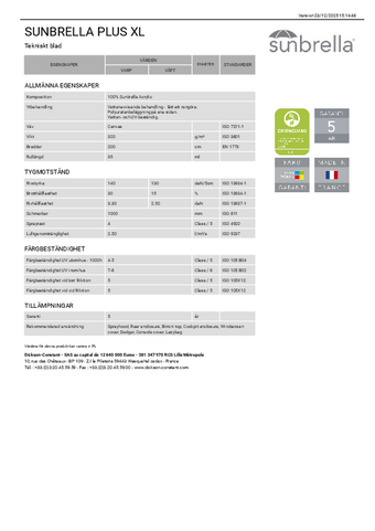 Tekniskt blad Tekniskt blad