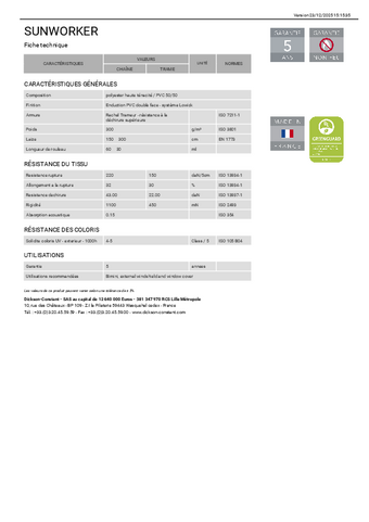 Fiche technique Fiche technique