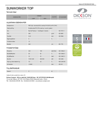 Tekniskt blad